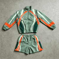Ensemble short et veste coupe-vent personnalisé pour l'été, léger, en nylon, zippé, color block, imprimé lettres, style survêtement de course
