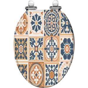 Housse de siège de toilette élégante en résine d'inspiration sicilienne, bleue, à fermeture lente et à dégagement rapide, personnalisable en stock - Product Image 2