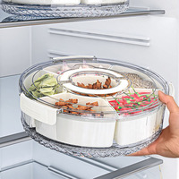HYRI 2024 Nouveauté : Boîte de rangement multifonction ronde transparente en plastique avec couvercle et poignée pour épices, fruits et aliments secs