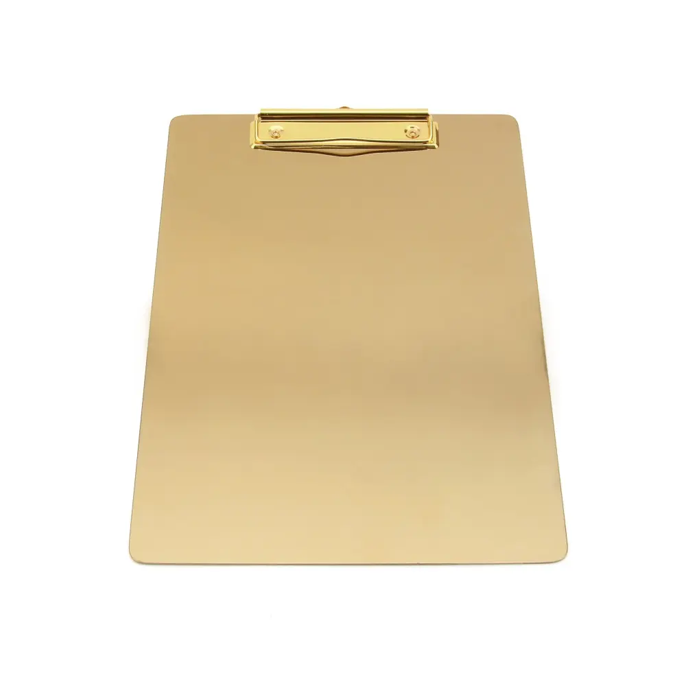 Maxery grampo de aço inoxidável, com clipe de perfil baixo, suporte de documentos de ouro espelho de metal superfície
