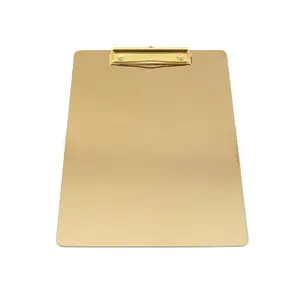 MAXERY paslanmaz çelik pano düşük profilli klibi, belge tutucu altın Metal ayna yüzey pano