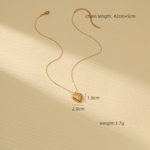 Collana pendente cuore amore semplice classico impermeabile placcato oro gioielli di moda per le donne - Product Image 4