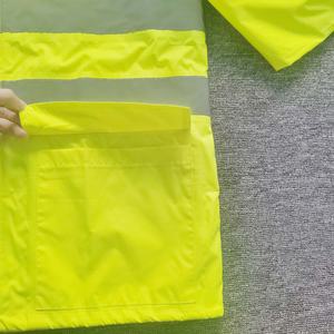 High Visibility Safety Waterproof Reflective <strong>Yellow</strong> <strong>Raincoat</strong> - Product Image 6