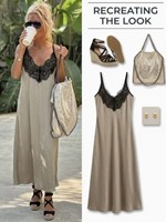 Robe longue maxi décontractée pour femme grande taille, style kaftan, avec dentelle, bretelles réglables, coupe ample, idéale pour les vacances, 100 % polyester, vente en gros, personnalisable
