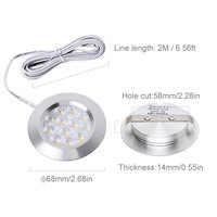 12V 3W rond cuisine LED sous armoire meubles étagère lumière rondelle lumières pour maison hôtel en gros petite surface montée lumière