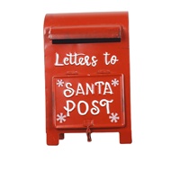 Buzón de Metal Vintage Hecho a Mano para Cartas a Santa, Buzón de Hierro Independiente con Cerradura para Decoración Navideña del Hogar