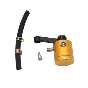 Réservoir de <span class=keywords><strong>liquide</strong></span> de <span class=keywords><strong>frein</strong></span> et d'embrayage pour moto en aluminium CNC, réservoir d'huile universel avec tuyau et vis, orange - Product Image 5