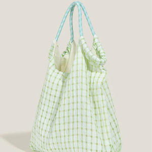 Bolso Tote de Algodón a Cuadros Personalizado de Gran Capacidad para Uso Diario, Venta al por Mayor - Product Image 1