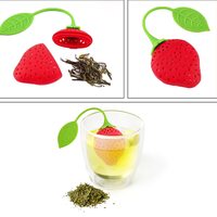 Filtre à thé réutilisable en silicone fraise fruit forme mignon drôle infuseur à feuilles mobiles passoire à thé pour thé en vrac
