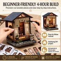 Moss Lamp Court DIY Model Rumah Kabin Kayu Tiga Dimensi Rakitan Miniatur Rumah Jepang