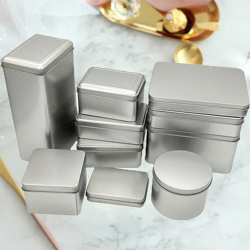 custom black luxury candle tins with lid 8oz metal mini metal pill cookies box keychain packaging coffee canister tin case