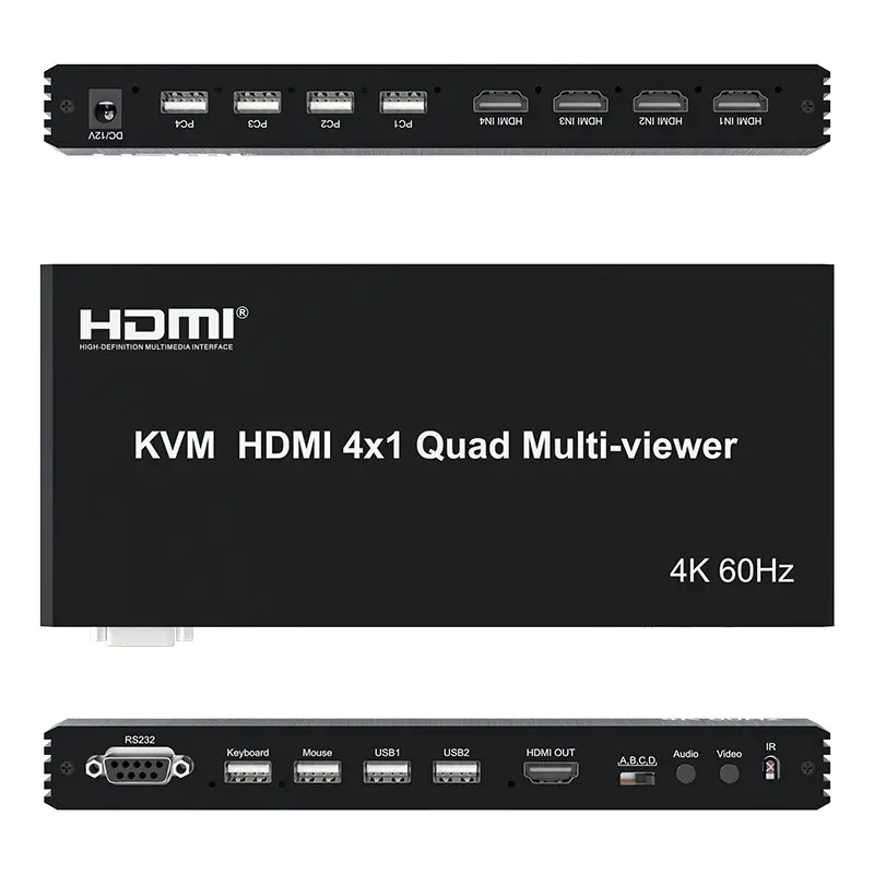 HDMI-Schalter 4K @ 60Hz 4 Port HDMI 2.0 Switcher-Selektor 4 in 1 Out HDMI Switch Box mit IR-Fernbedienung unterstützt 4K HDR10 HDCP