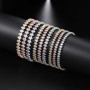 <b>Women</b> Minimalist Hip Hop Wedding Jewelry Iced Out Rose Gold Plated <b>Bracelets</b> Geometric <b>Crystal</b> Zircon Tennis Chain - Product Image 3
