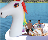 Grande licorne flottante en PVC pour l'eau, 6 personnes, cheval volant arc-en-ciel, jouet de fête, prix bon marché,