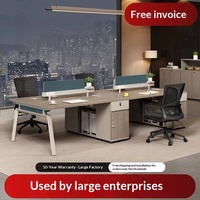BGZ-204X Bureau de travail moderne et minimaliste, poste de travail pour personnel, double face, quatre personnes, avec cloisons, bureau financier avec chaise d'ordinateur