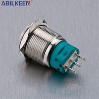 Interrupteur à bouton-poussoir efficace sans éclairage 19 mm 12 V IP65 pour salles de contrôle, interrupteur à bouton-poussoir électrique en métal