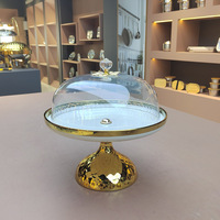 Assiette à fruits ronde de luxe créative de qualité supérieure avec bord doré en céramique, support pour dessert et gâteau, vente en gros
