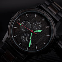 Montre Chronographe Classique de Luxe Haut de Gamme en Bois pour Hommes, Cadran Antique en Acier Inoxydable, 38mm, Mouvement Quartz avec Calendrier, pour OEM