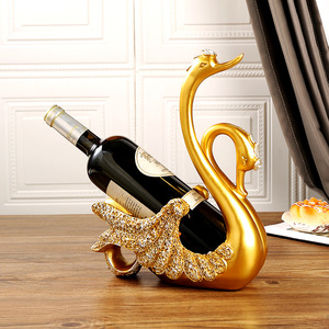 Suo Jun Swan Wine Rack Gold Resin Modern Decorative Bottle Holder For Home Dining <b>Table</b> - Product Image 4