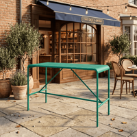 Table rectangulaire haute en alliage d'aluminium imperméable sur mesure pour mobilier d'extérieur, idéale pour les sièges de bar et les repas décontractés