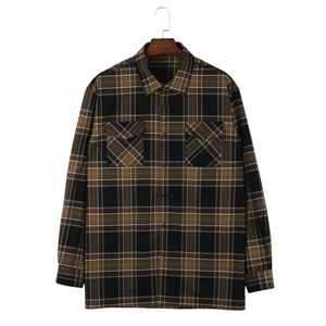 Chemises à manches longues à <span class=keywords><strong>carreaux</strong></span> surdimensionnées de style vintage pour hommes avec logo personnalisé - Product Image 1