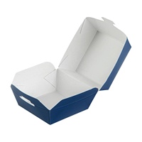 Boîte à hamburger en carton bleu personnalisée, de qualité alimentaire, pour emporter, pour hamburger et sandwich
