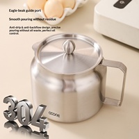 Marmite de cuisson et de friture en acier inoxydable 304 de 1,4 L et 2 L avec panier égouttoir et filtre à huile pour le stockage de l'huile de cuisson et de café en cuisine