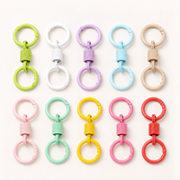 Porte-clés pivotant double fermoir couleur bonbon mignon pour femme, cadeau, bricolage, artisanat, breloque de sac, accessoires en gros