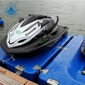 Popular flotador de jet ski usado para yate, color azul, con rodillos, plástico HDPE de alta calidad, moldeado por soplado, muelle de jet ski