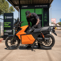 Moto de livraison électrique 72V avec batterie interchangeable et porte-bagages, capacité de charge de 275 kg pour coursier alimentaire