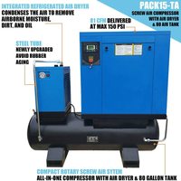 Compresseur d'air industriel avec réservoir et sèche-linge, système de compression d'air, 20hp/15kw-8 1cfm/150psi, livraison gratuite