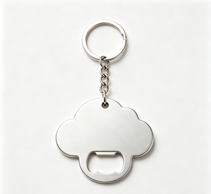 Llavero Abridor de Botellas en Forma de Nube de Aleación de Zinc Plateado, Anillo de Llaves Metálico Personalizado, Regalo Promocional - Product Image 3