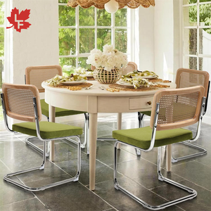 <span class=keywords><strong>Silla</strong></span> de Comedor de Diseño Moderno de Mediados de Siglo, <span class=keywords><strong>Cesca</strong></span>, de Madera y Ratán, con Asiento Acolchado Tapizado y Patas Cromadas, para Muebles de Hogar y Uso en Hoteles - Product Image 1