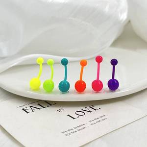 Accessoires acryliques colorés en <span class=keywords><strong>Silicone</strong></span> UV Flexible lumineux accessoires de corps de fille mignonne barre de courbure boule ronde accessoires d'anneau de ventre - Product Image 6