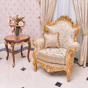 Ensemble de canapés de salon de luxe classiques canapés en bois massif de <span class=keywords><strong>grande</strong></span> taille avec finition or noble meubles de maison - Product Image 6