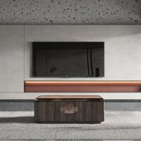 Meuble TV LED en MDF, gris moderne, salon, style Japandi, Art déco, brun foncé, noyer