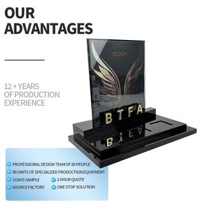 Tùy chỉnh chăm sóc da hiển thị màu đen Acrylic trang điểm hiển thị Countertop mỹ phẩm đứng Acrylic hiển thị đứng với LED chiếu sáng - Product Image 2