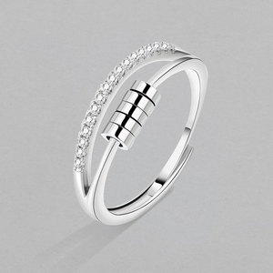<span class=keywords><strong>Anillo</strong></span> de ansiedad minimalista para niñas, anillos giratorios antiestrés para hombres, <span class=keywords><strong>anillo</strong></span> de cuentas en espiral de acero inoxidable antiestrés, regalo de joyería - Product Image 1