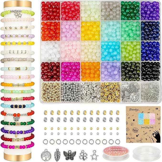 New Custom 1400pcs 6mm Beads Set Glass Stone Bracelet Making Kit for DIY Jewelry