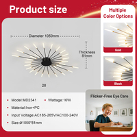 Lustre moderne en or noir à intensité variable pour la maison, la chambre à coucher, le salon, éclairage intérieur, télécommande, lumière LED de plafond en forme de feu d'artifice