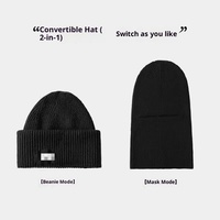 Masque Balaclava intégral 2 en 1 Bonnet d'hiver en tricot chaud Coupe-vent Casquette tactique de sport