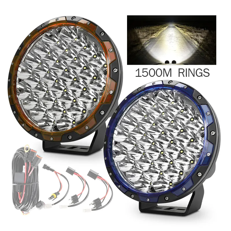 Luzes de led de 9 polegadas para caminhão, para caminhão, suv, 4wd, veículos com capa, super brilhante, 9 '', holofote para 4x4