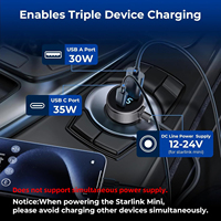 Kabel Daya Mobil Starlink Mini dengan Pengisi Daya Mobil USB Ganda 12V-24V DC Plug & Voltmeter Selubung PVC untuk Kamera Mini