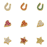 Pendentif micro-incrusté de zircon en forme de cœur, fer à cheval et étoile à cinq branches, accessoires de bijoux DIY, perles perforées pour bracelets