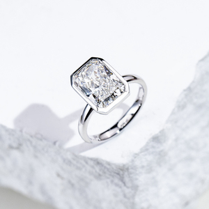 Messi Jewelry MSR-2078 10K Gold Radiant Shape Lab Grown <b>Diamond</b> <b>Ring</b> - Product Image 2