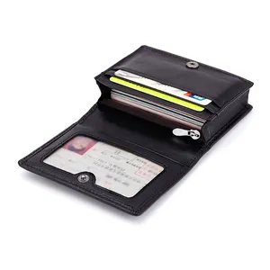 Business card holder case Sheepskin Leather Soft Real Leather Factory price high quality black Credit Card Holder