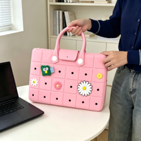 Bolso para Portátil EVA con Orificios para Decoración, Impermeable, Resistente a Impactos, Color Caramelo, para Mujer, Venta al Por Mayor