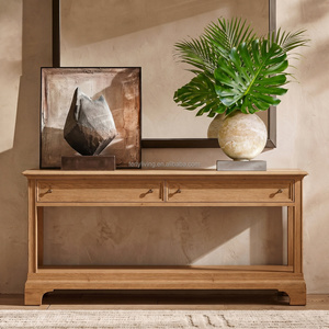 Table <span class=keywords><strong>console</strong></span> en bois rustique FERLY avec 2 tiroirs et étagère ouverte, table d'entrée, table de couloir, table de canapé pour salon - Product Image 1