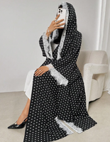 Abaya longue ample à pois et dentelle pour femme 2026, style arabe, vêtement islamique de Dubaï, robe musulmane modeste avec hijab