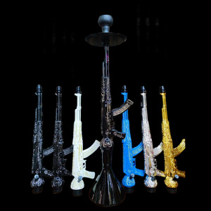 <span class=keywords><strong>Chicha</strong></span> en aluminium sculptée en forme de fusil <span class=keywords><strong>AK47</strong></span>, grande, moderne et créative, style arabe, ensemble complet, durable, écologique, artisanale, pour bar - Product Image 3